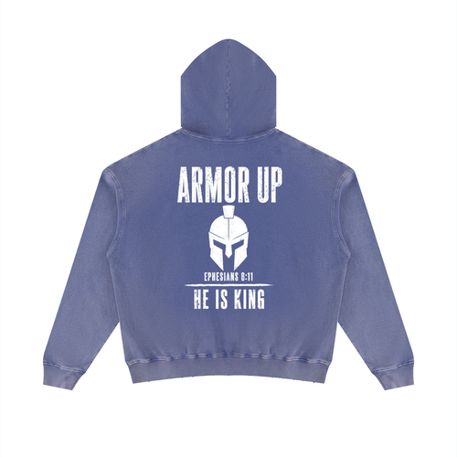 Armor Up Unisex Mineral Wash Distressed Hoodie